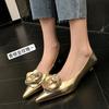 Champagne Rose~ Spring 2025 Pointed Head Shallow Mouth Medium Heel Temperament Celebrity French Kitten Heel Single Shoe Woman