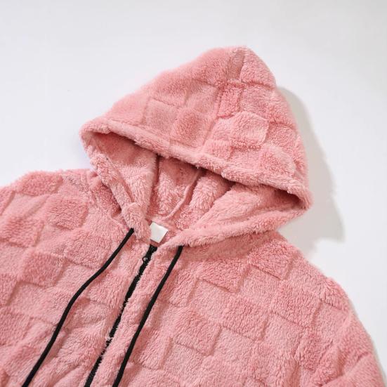 Pánská plyšová bunda s kapucí, chlupatá, na zip, ležérní mikina, jednobarevná, kostkovaná, teplý zimní kabát pro nošení na ulici, do školy, na párty