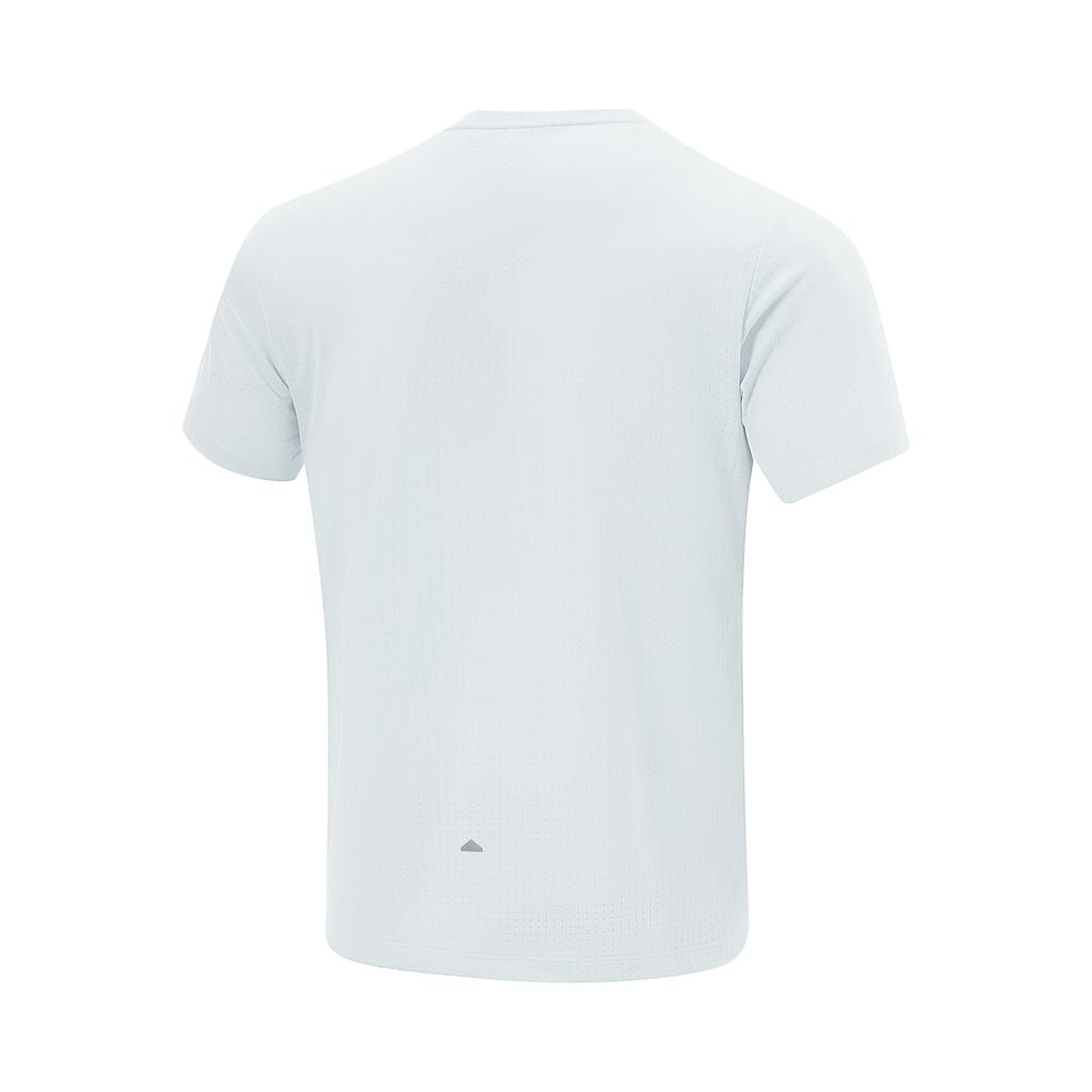 Li Ning Seria Biegowa Casualowy Minimalistyczny Sportowy Pulower z Okrągłym Dekoltem Jednolity Kolor Krótki Rękaw T-shirt Męski Top Folk-Blue ATSV471-3