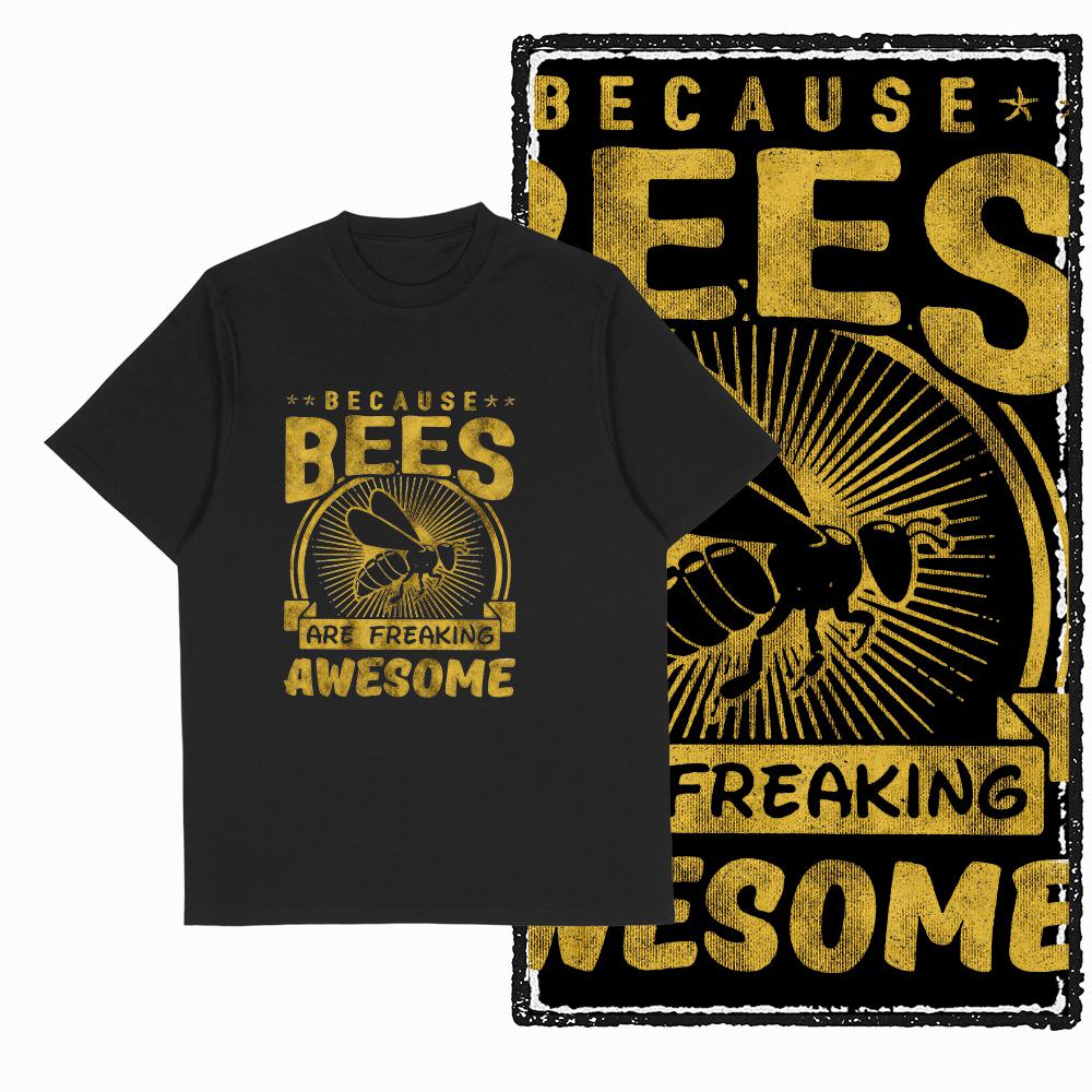 

Coolmind DE bees print Graphic T shirt forUnisex Cool Excllusive vintage BLACK Unisexs novelty tee shirt S