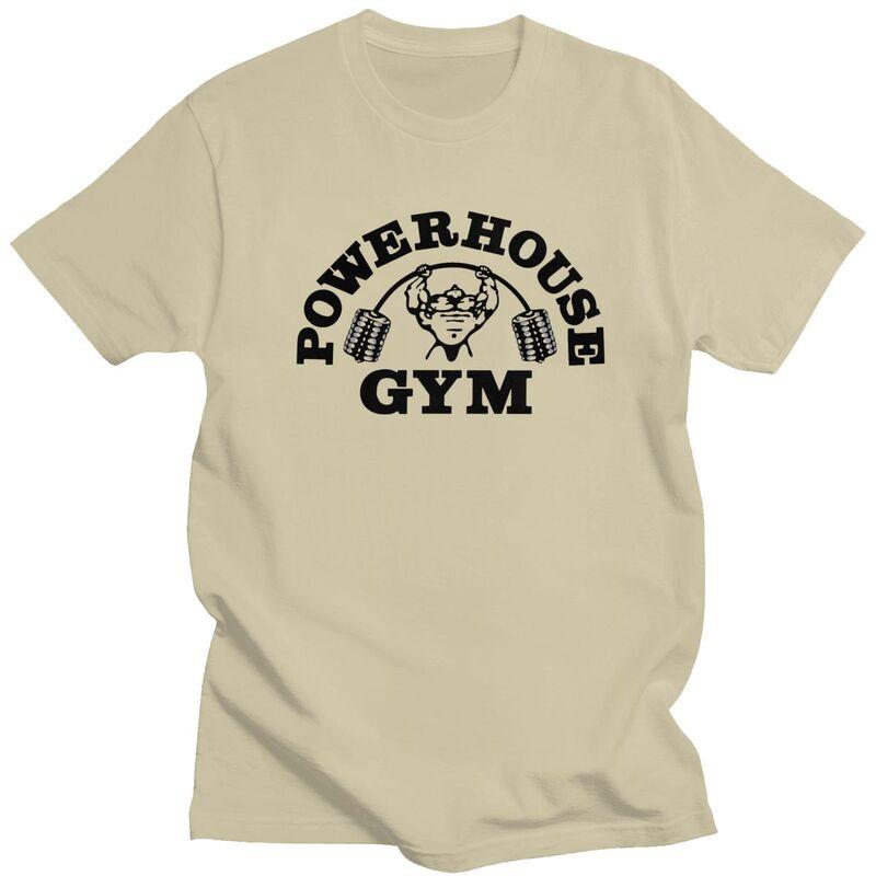 Custom Cool Powerhouse Gym T Shirt Men Short Sleeve 100 Cotton Tshirt Casual Fitness Building Muscle Tee Tops Fashion Tshirt