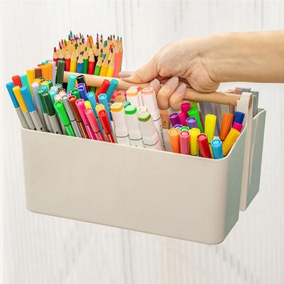 Draagbare Desktop Pennenhouder Grote Capaciteit Schattige Marker Pennen Kantoorartikelen Opbergdoos Creatieve Potloodhouder Desktop Organizer