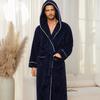Men's Hooded Robes Full Length Spa Bathrobes Soft House Sleepwear Coat with Pockets Winter Warm Plush Fleece Robe Hooded Fluffy Robes for Men