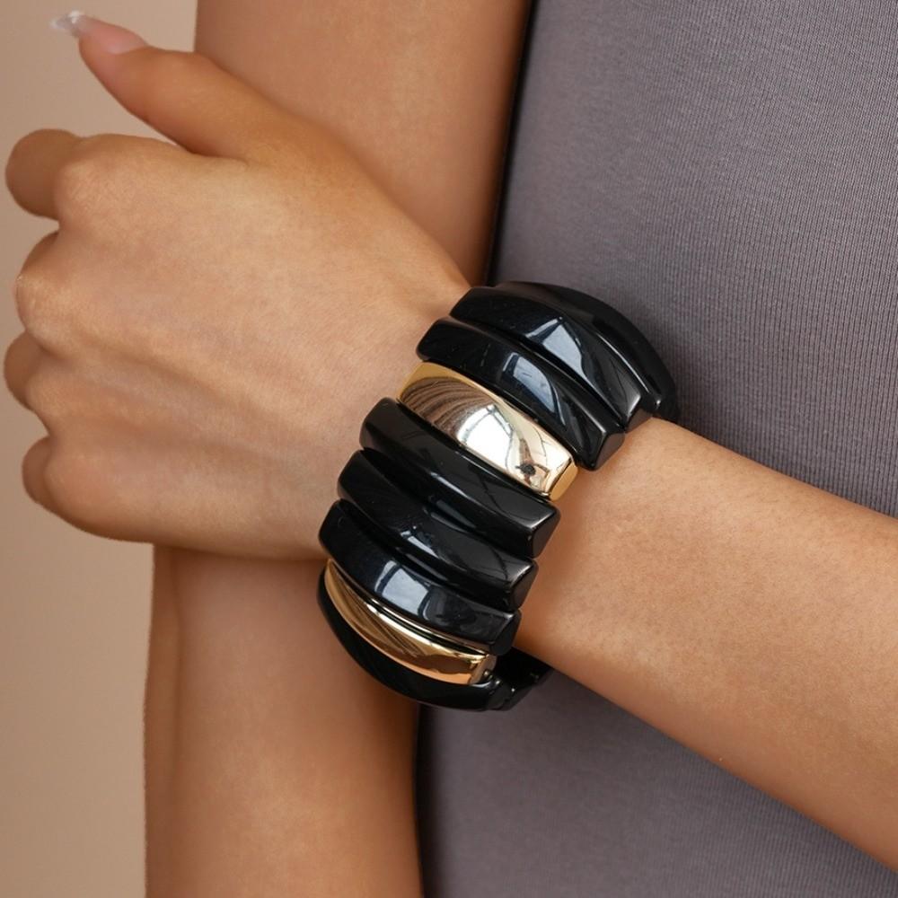 Wide Exaggerated Bracelet Geometric Retro Hand Ring Temperament Acrylic Bangle  Summer