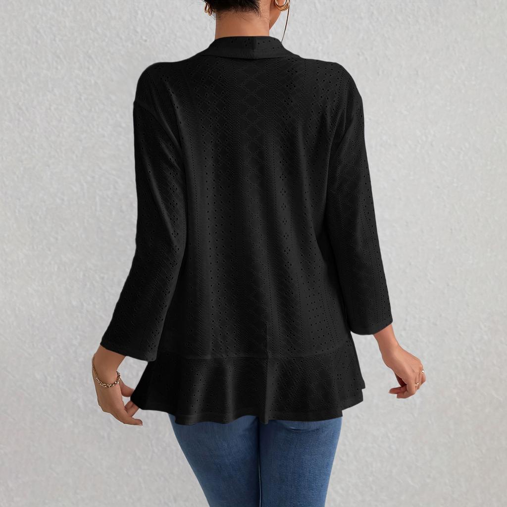Women's Fashionable Casual Three-Quarter Sleeve Solid Color Cardigan Jacket