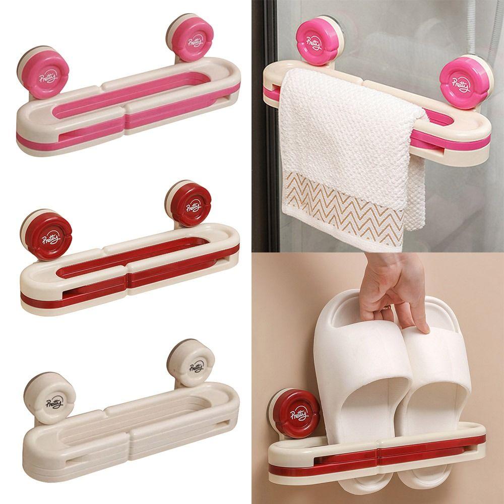 

Folding 3-in-1 Slipper Rack Suction Cup Shoe Rack Durable Towel Rack рожевий