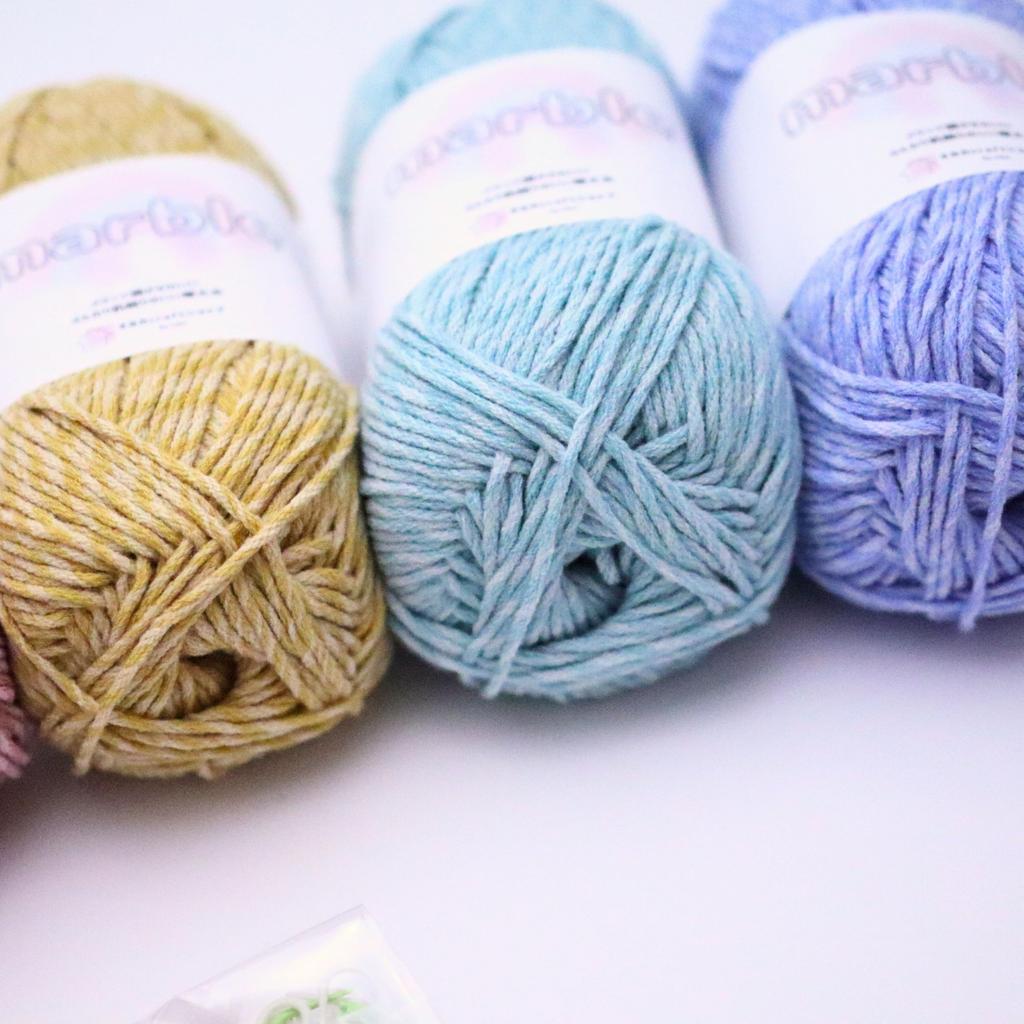 Sumire Craft Shop Blend Marble Per Set of 3 Balls of the Same Knitting Motif Sky Cotton-Acrylic Yarn, Approx. 95-100g Ball, 170m, Color, (06 Blue)