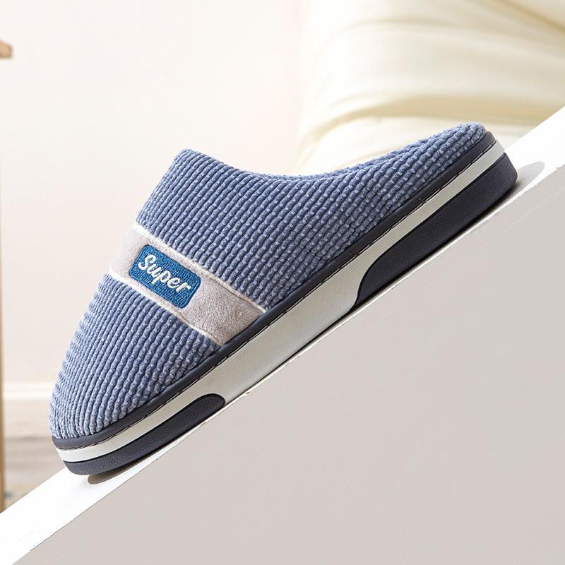 Große Herrenhausschuhe für Winter Zuhause und Innenbereich Rutschfest, Leise Warm und Bequem mit Baumwollhausschuhen für Winter