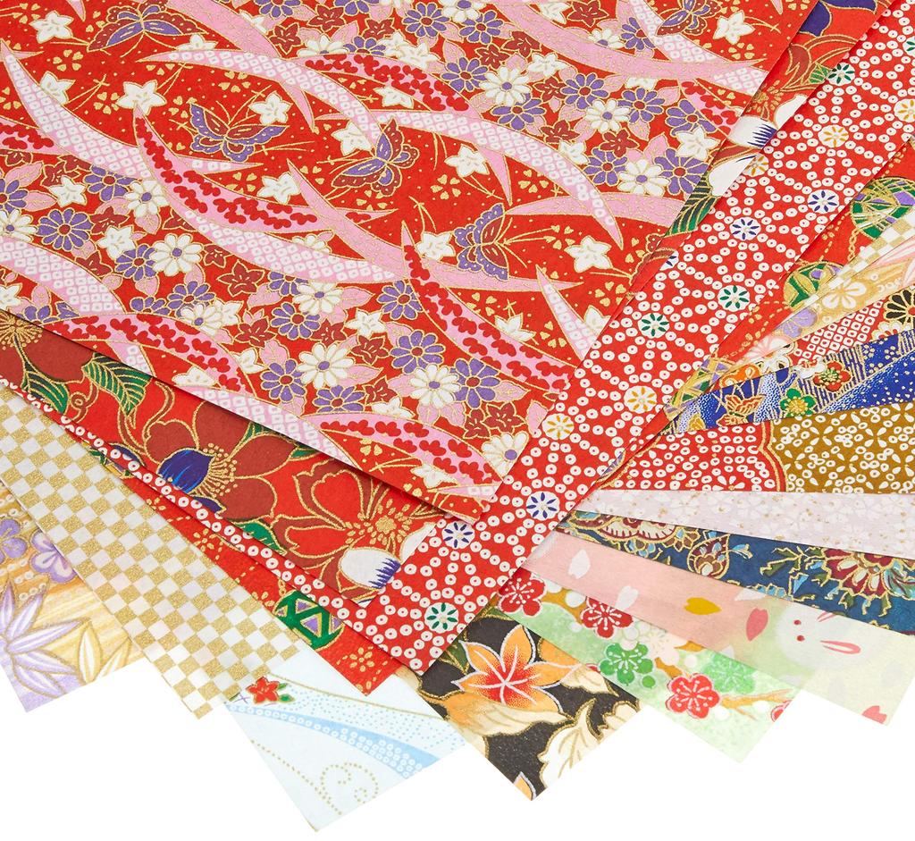 Washi Kawasumi Chiyogami Yuzen Washi Large Size 38.5 x 53 cm 15 Designs (1 sheet each) 15 sheets per pack Set A