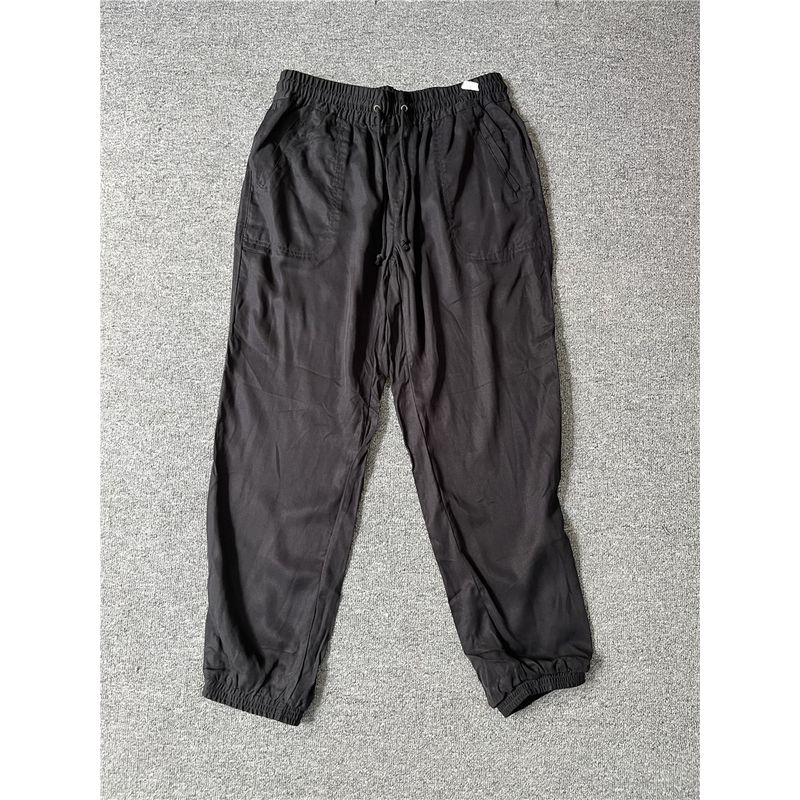 

British Original Fat Lyocell Tencel Woven Spring and Autumn Pocket Elastic Stretch Female Casual Pants Black UK8