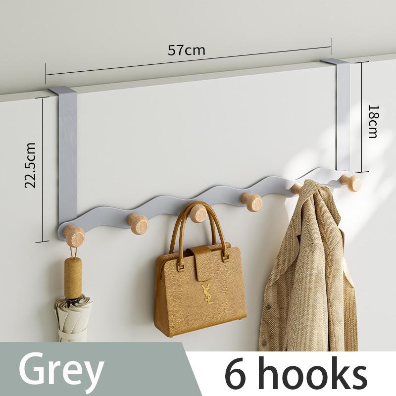 Wave Shape Hook Behind The Door No Punching Required Iron Raw Wood Hanging Clothes Hook Bedroom Wall Storage Clothes Hanger