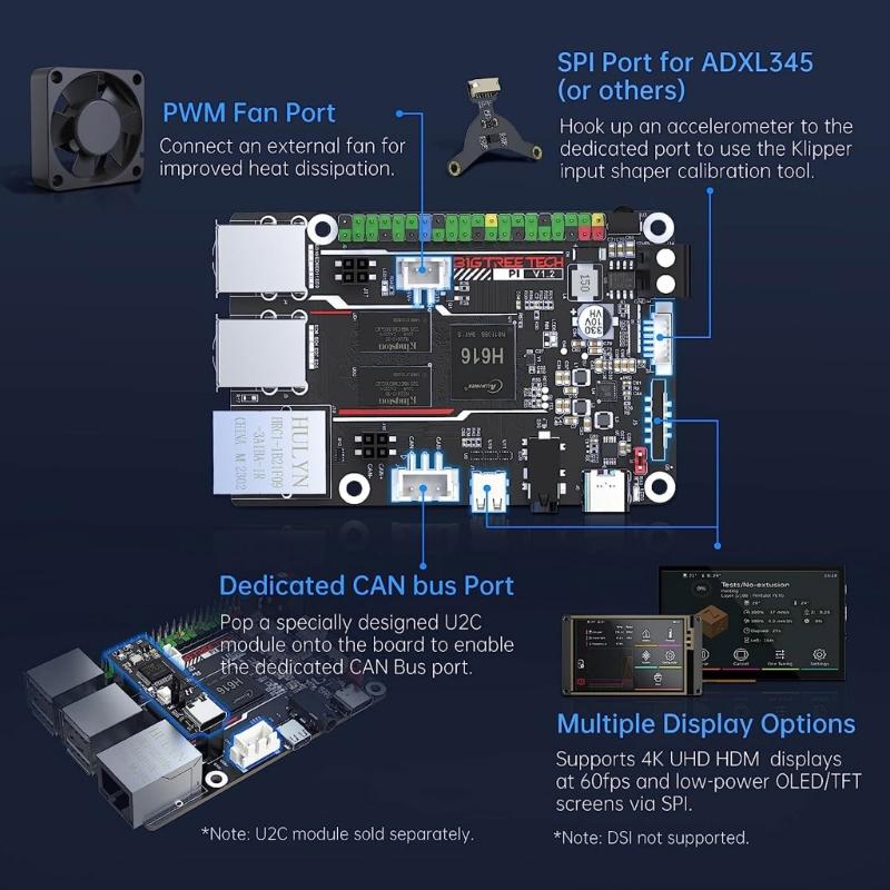 3D tiskárna Pi V1.2 + TFT35 SPI V2.1 řídicí deska, sada SPI LCD displeje, čtyřjádrový 64bitový procesor ARM CortexA53 1,5 GHz
