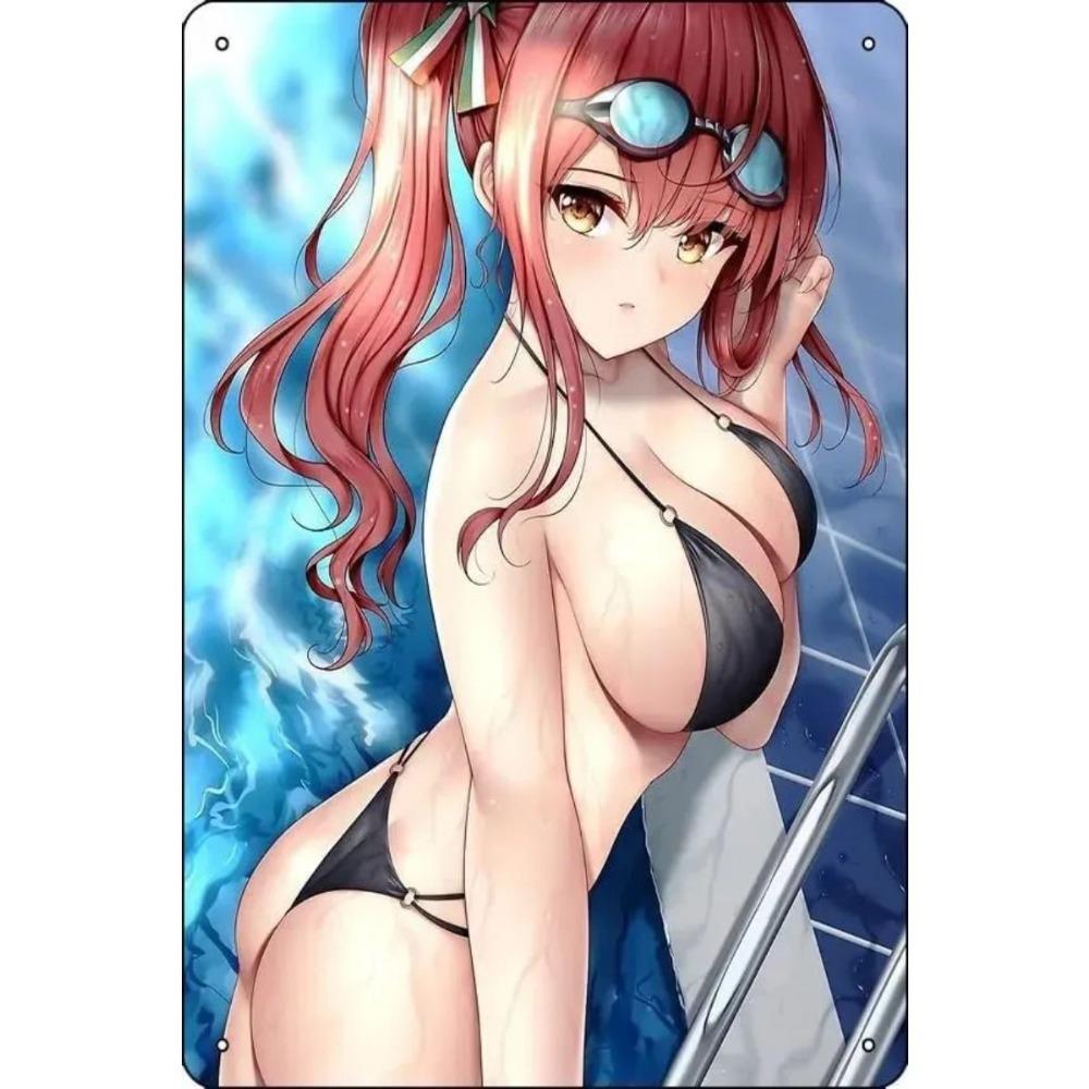Decorative Metal Tin Sign, Anime Fitness Girl, 20x30 cm