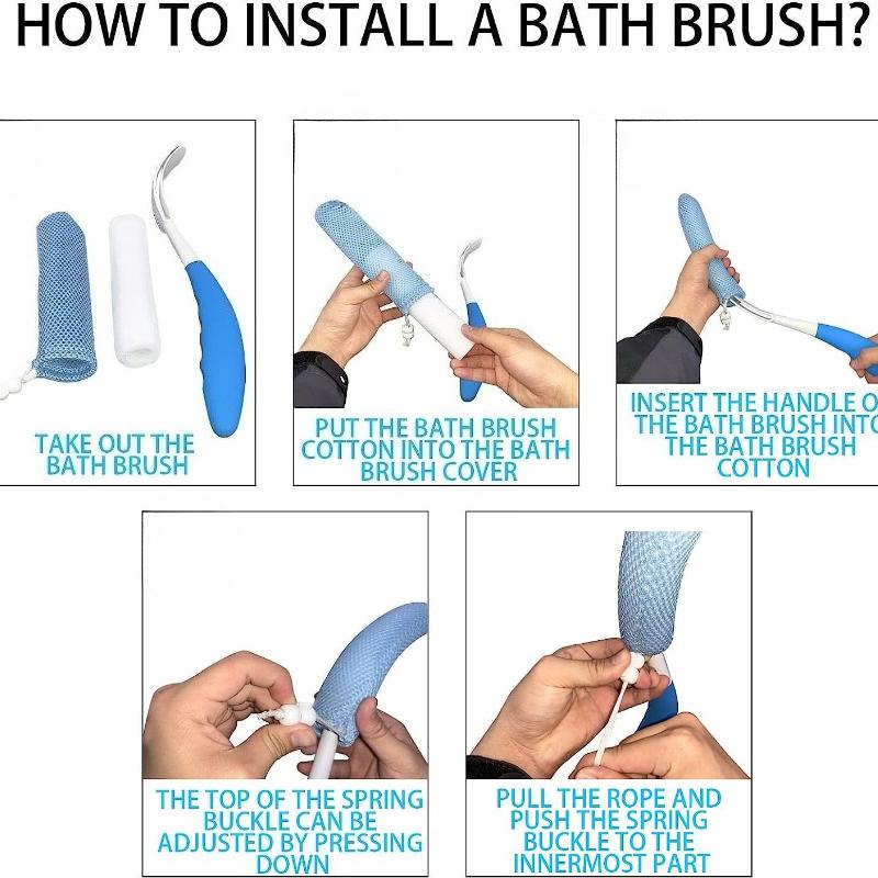 1Pc  Explosive Anti-slip Curve with Sponge Handle Bathing Back Body Brush Auxiliary Bath Agent for Pregnant Women for The Elderly