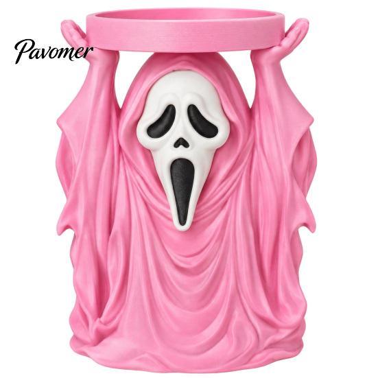 Dark Aesthetic Candle Base Halloween Grim Reaper Holder, Spooky Screaming Ghost Candlestick Tealight Unique Holiday Gift Table Centerpiece for Indoor