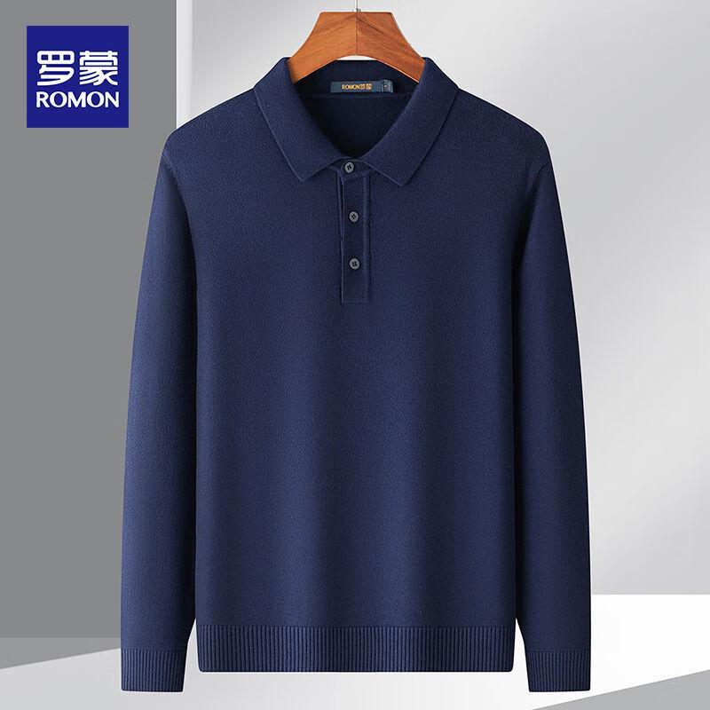 Romon Men's Classic Knit Polo Long Sleeve T-Shirt