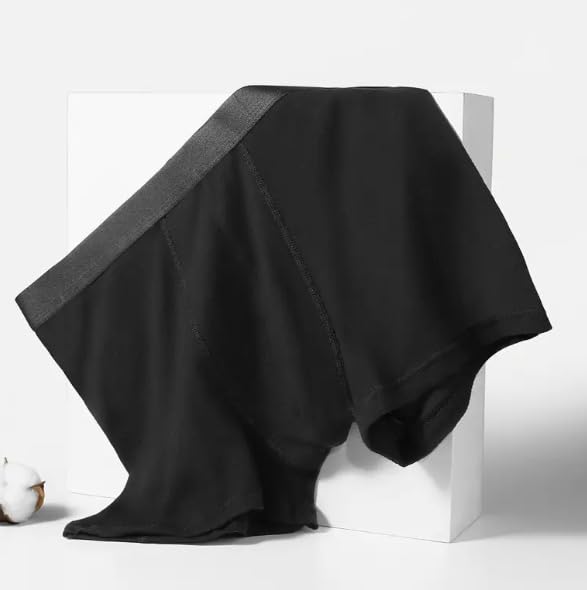 DOKiDOKi Men's 5-Piece Cotton Boxer Brief Set (XL Size) Black, Simple and Solid Color