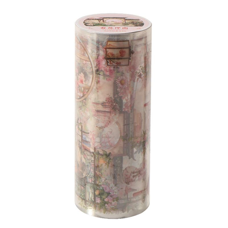 1 Roll Chinese Style Courtyard Washi Tape, Vintage Pavilion Decor Tape, Journal DIY Collage Material, Notebook Creative Sticker