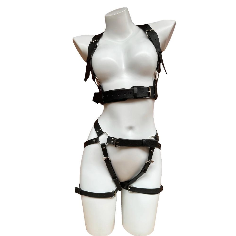 Goth Women Sexy Bondage Harness Leather Belt Lingerie Fetish Underwear Thigh Garter Stocking Women's Harness Bra Accessories