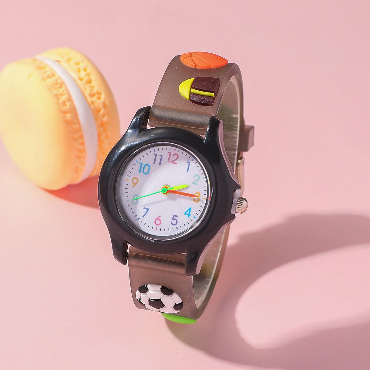 

New fashion cartoon leather ball creative children s primary school multi-color watches кофейный