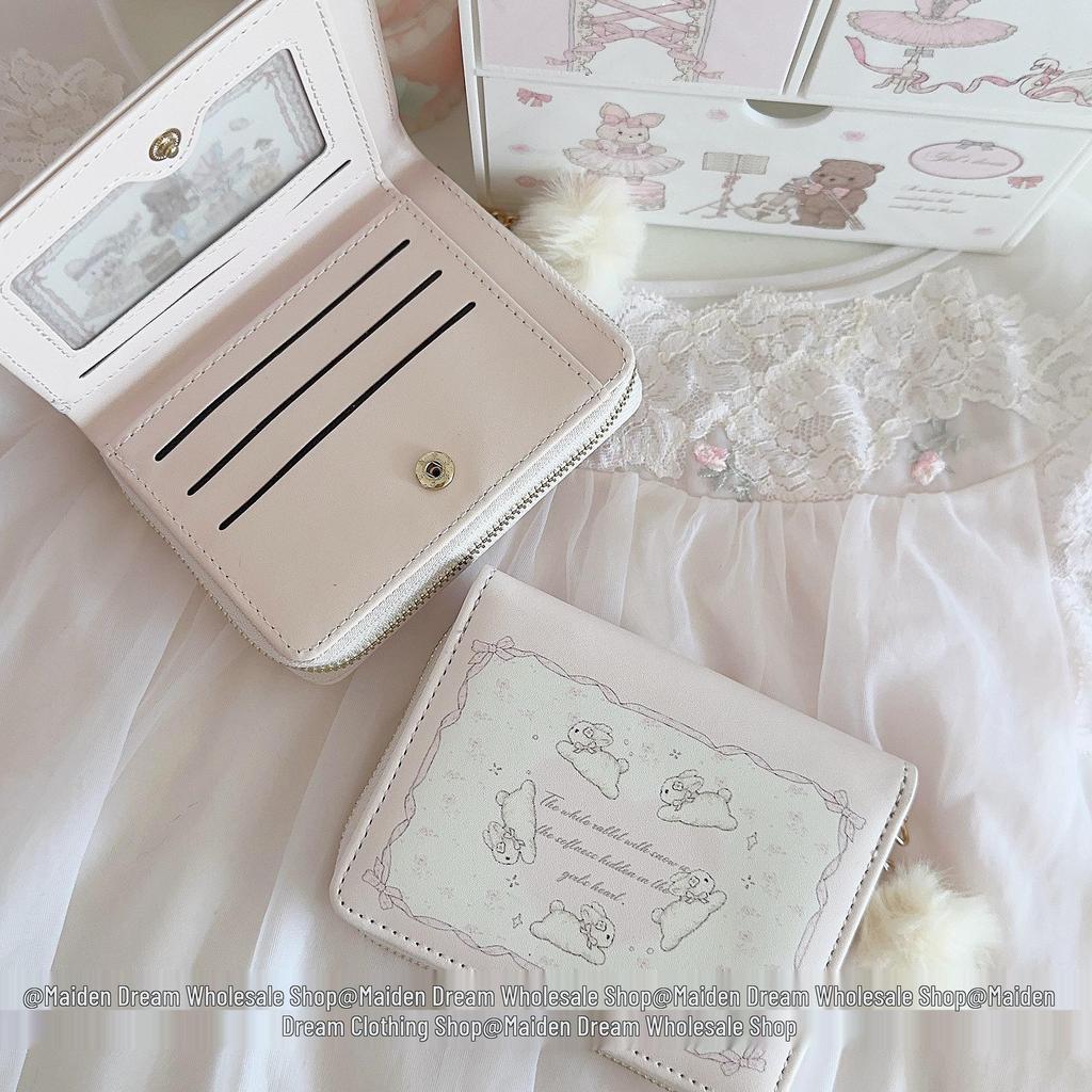 Girl's Dream Original Tutu Bi-Fold Wallet & Card Holder - Cute Short Anti-Demagnetization Design with Silk Flower and Multiple Card Slots