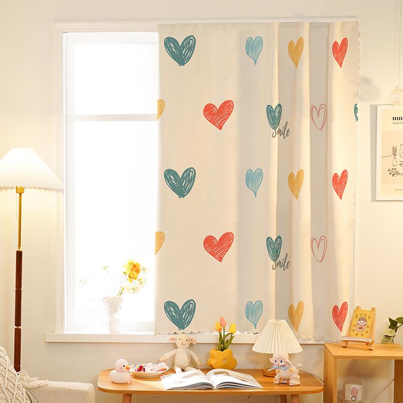 Velcro Curtains, Korean Cartoon Internet Celebrity Rental House Heat Insulation Light Blackout Cloth