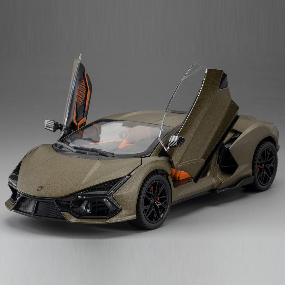 

1/24 Metal Diecast Revuelto Cars Models Rubber Tires Sports Car with Light Sound Auto Decoration Toys for Friend Festival Gifts зелений