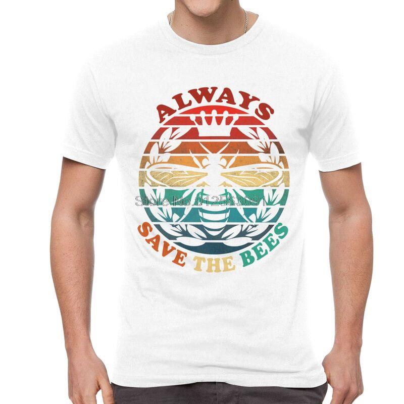 

New Always Save The Bees T-Shirt Funny Beekeeper Tshirt Short Sleeve Unique T Shirt Men Cotton Tee Harajuku Streetwear S