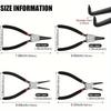 4PCS 7" Professional Circlip Plier Set Multifunctional Universal Portable Repair Pliers for Electrician Household Use