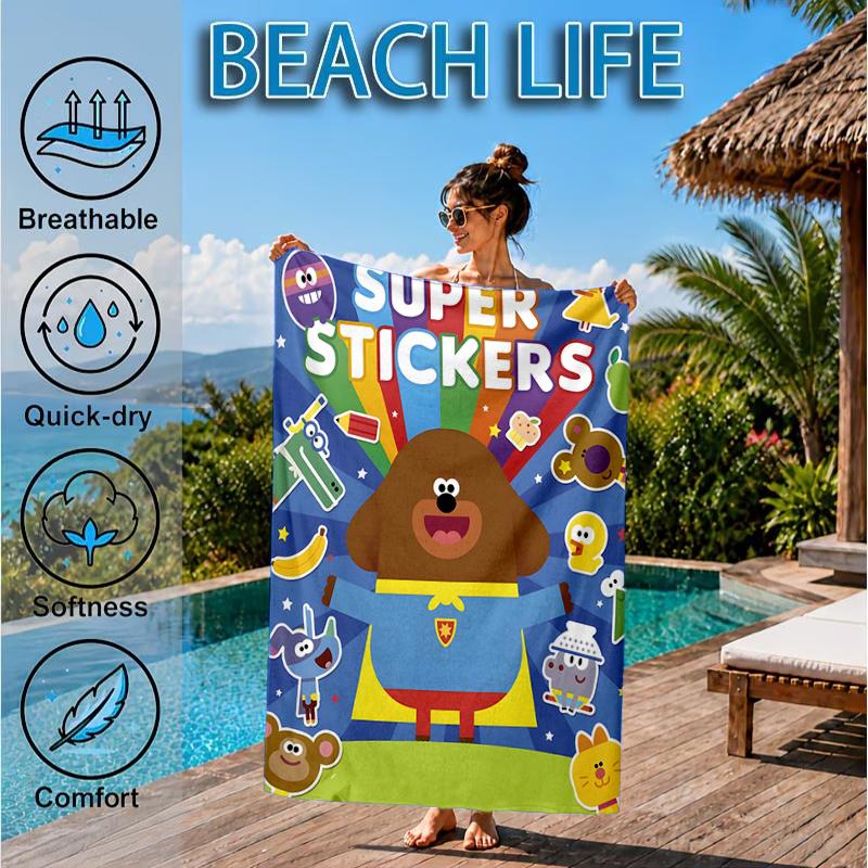 Cute Du-ggee Adventure Beach Towel, Microfiber Beach Towel, Perfect For Pool, Beach, Travel, Home Decor Beach Party Fan gifts