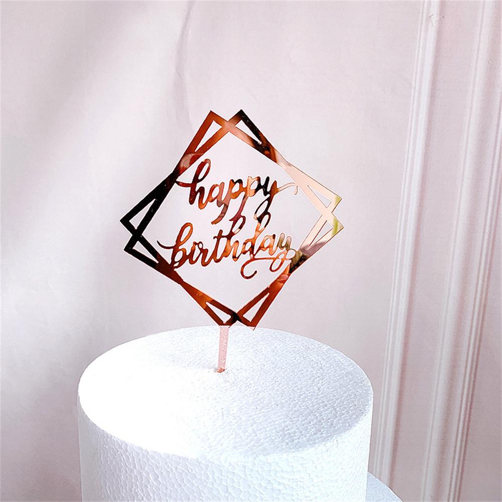 Happy Birthday Cake Topper Cake Acrylic Rose Gold Topper Birthday Party Decoration