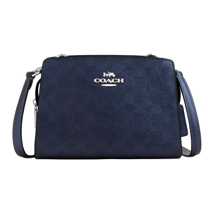

Coach Gia 20 Metallic Crosshatch Plaid Coated Canvas And Leather Shoulder Bag Small Women shoulder bag Dark-Blue CCK70-SBLNV Basic Set (Bag+Dust Bag)