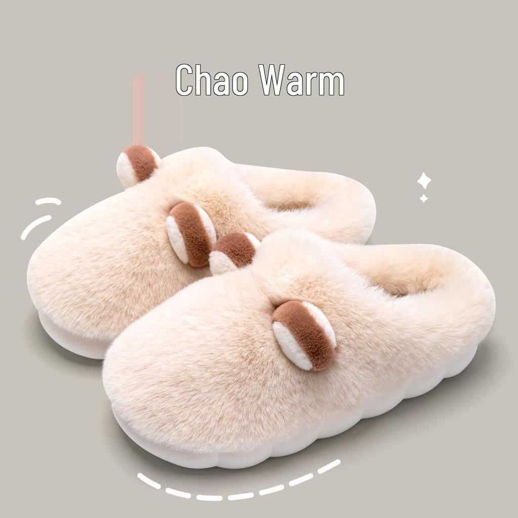 Winter Cartoon Cotton Slippers: Warm, Anti-slip Indoor Shoes for Men & Women with Plush Velvet.