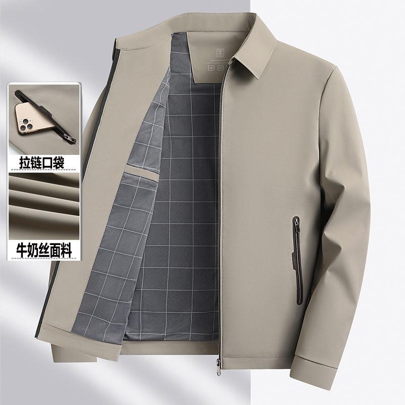 New high-quality milk silk lapel jacket executive business senior casual lapel jacket dad jacket