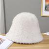 New Fashion Artificial Rabbit Fur Bucket Hat Women Autumn Winter Warm Thickened Fisherman Hat Panama Plush Basin Hat Lady Cap