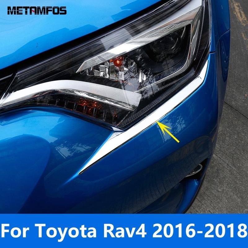 For Toyota Rav4 Rav 4 2016 2017 2018 Chrome Head Light Lamp Eyelid Eyebrow Headlight Strip Molding Trim Accessories Car Styling