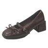 Retro Thick Heel Evening Shoes Single Shoes Women's Shoes New Spring and Autumn Black Mary Jane Small Leather Shoes