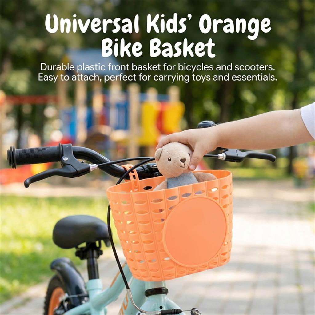 Children Bike Front Basket Bicycle Handlebar Storage Basket Front Mounted Carrier for Kids Bikes and Scooters Universal Riding Accessory