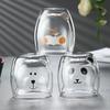 250-300ml Cat Mugs Double Glass Cup Large Capacity Portable Bear Cartoon Coffee Cup Tea Cups with Handle Glass Water Milk Mug
