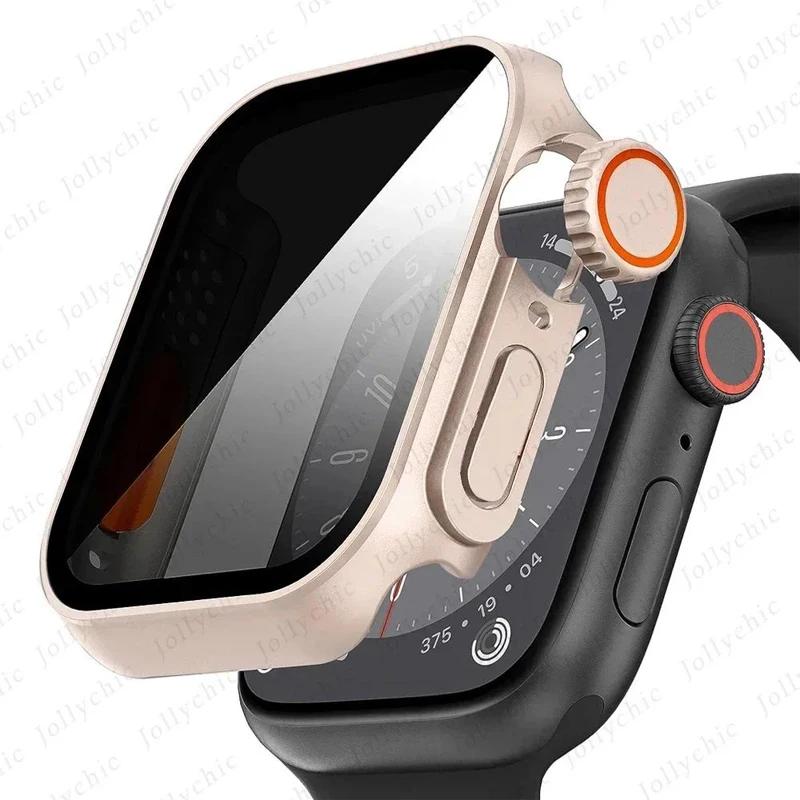Metall Glas+Hülle Für Apple Watch 9 8 7 6 5 4 Serie Displayschutz Ändern zu Ultra i watch 45mm 44 41 40mm Schutz der Privatsphäre
