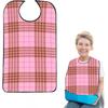 Hiliboo Waterproof Dining Apron For Seniors Pink Checkered Pattern