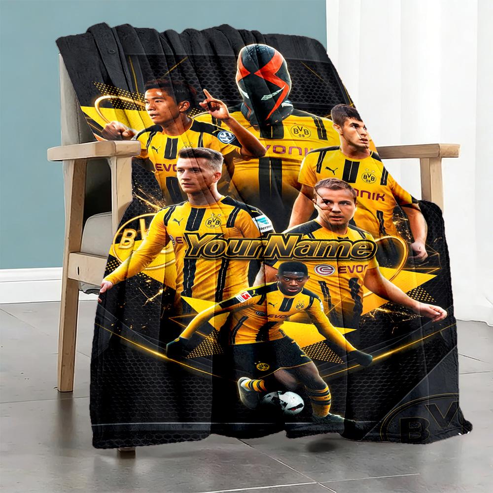 Borussia Dortmund Personalized Text Blanket Multi-purpose Customizable Blanket Comfortable Throw For Livingroom Couch Office Living Room