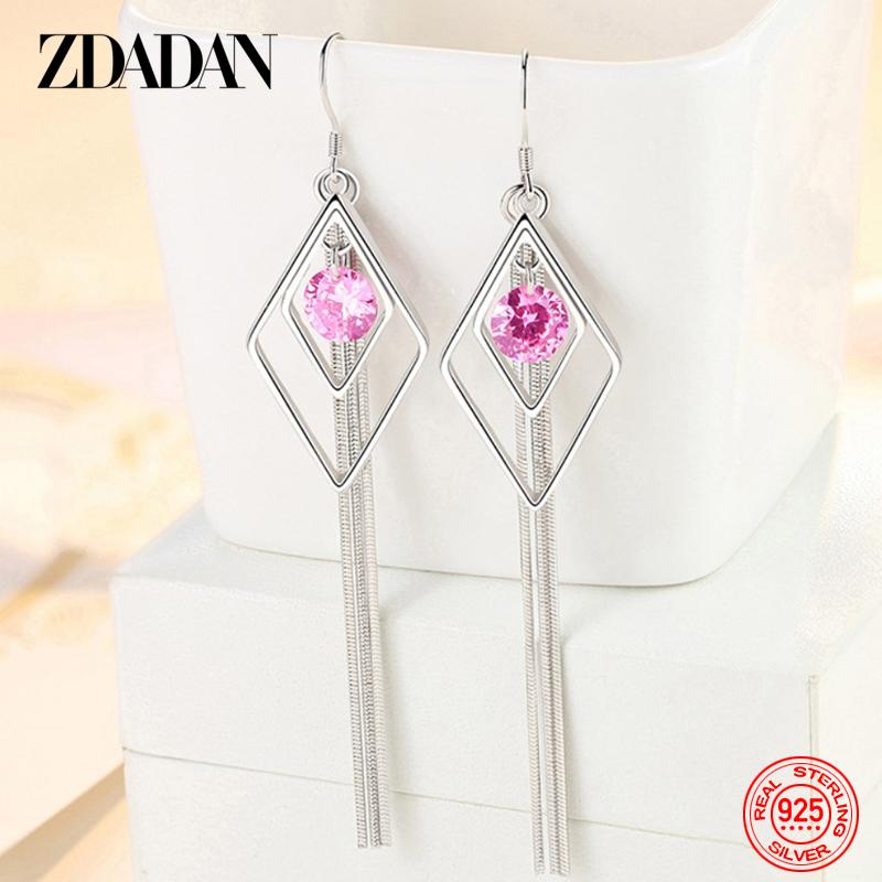 925 Sterling Silver Long Tassel Dangle Earrings For Women Fashion Wedding Jewelry Gift