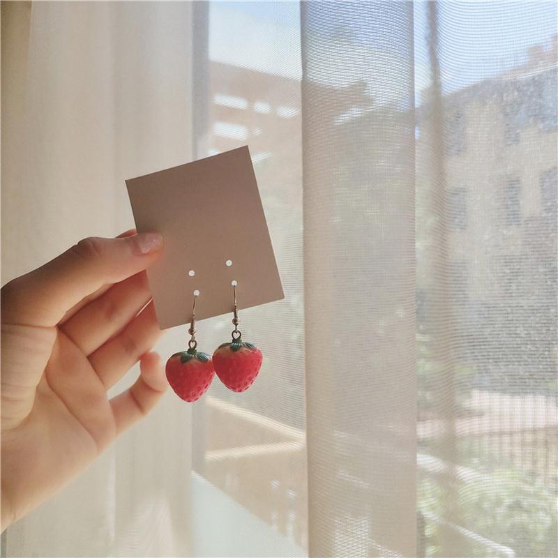 Orecchini Moda da Donna Dolci Carini Rossi Fragola Frutta Pendenti per Ragazze Tendenza Gioielli Coreani Accessori Festa Estiva