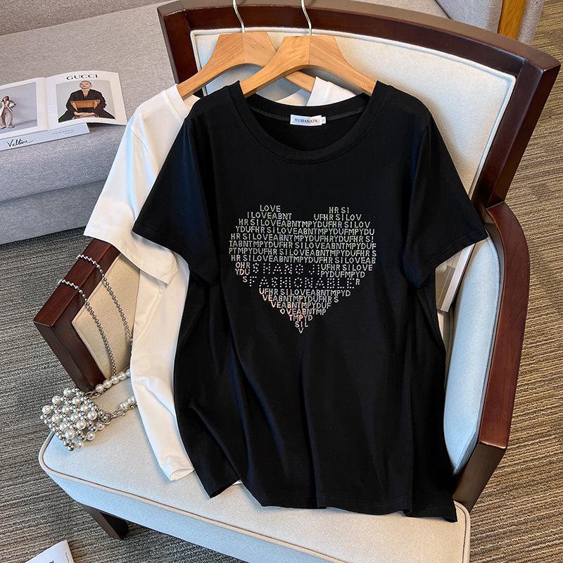 

Plus Size Slimming Loose Fit Mid-Length Short-Sleeved Round Neck Women s T-Shirt 2XL чорний
