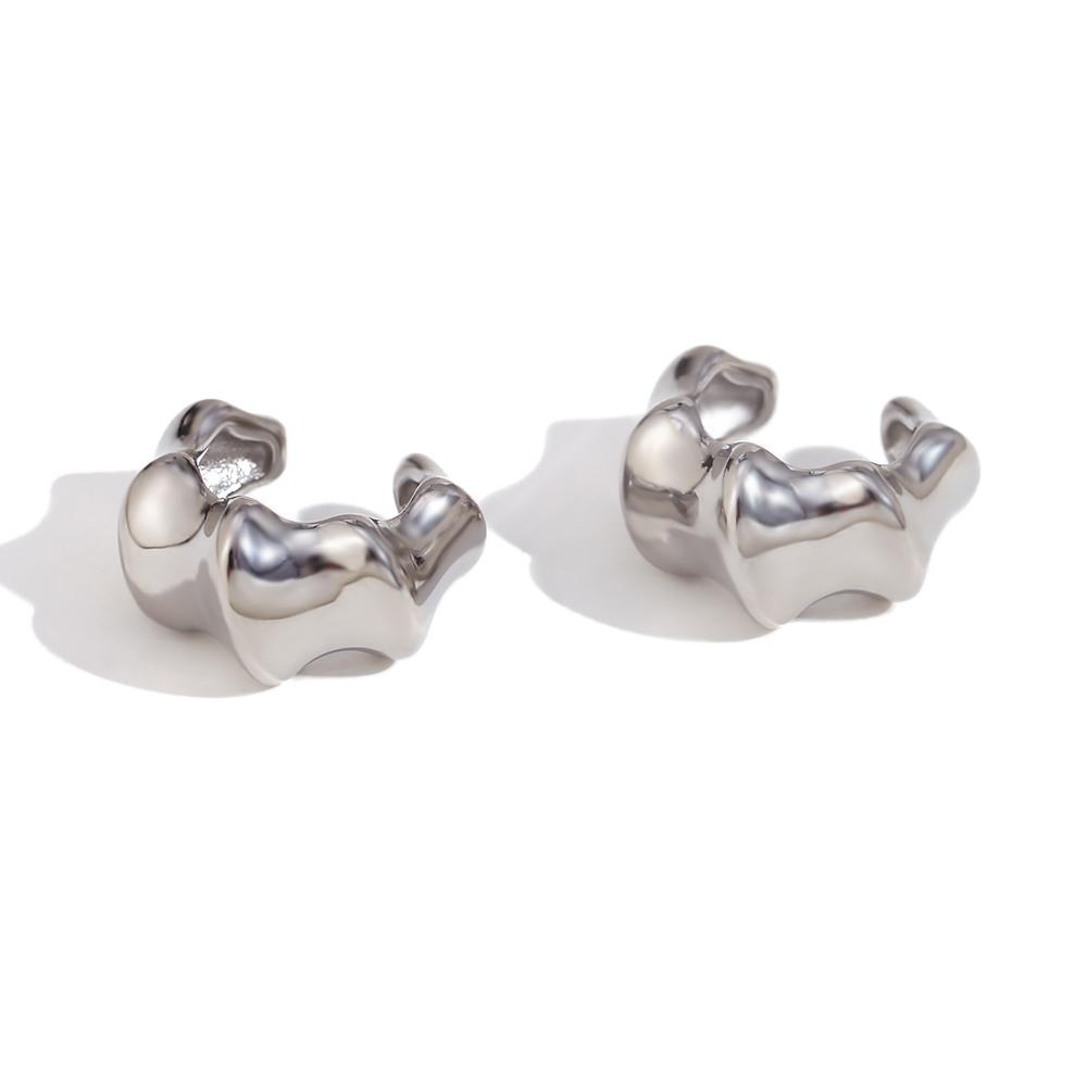 

MamacitaSlay New Trendy Stainless Steel Geometric Clip Earrings Party Design Waterproof Jewelry Charm Statement Earrings Gift серебряный