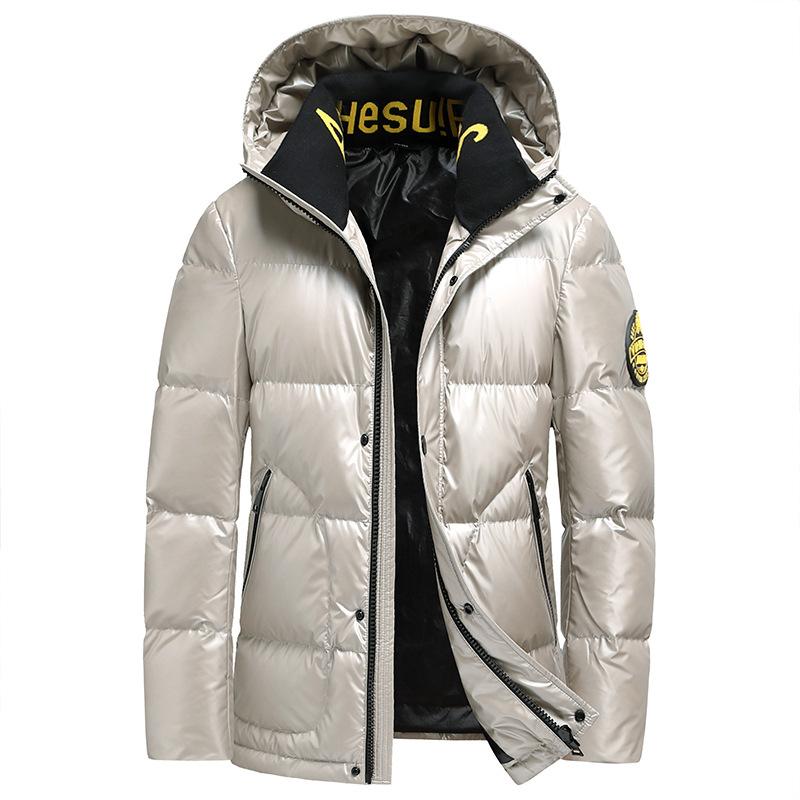 New Winter White Duck Down Hooded Down Jacket for Men, Thickened Short Trendy Down Jacket, Outdoor Cold-proof Jacket