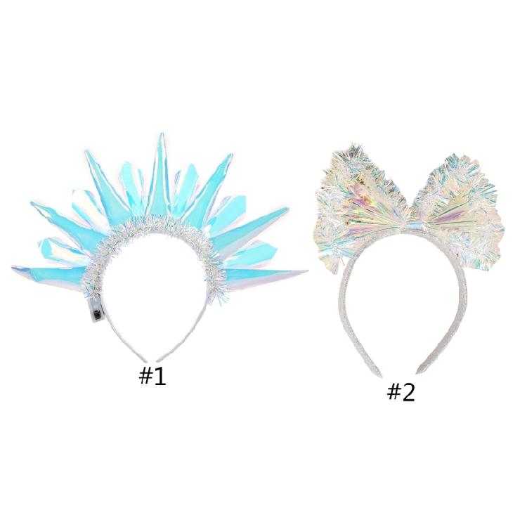 Glowing Headband for Women PVC LaserColor Hairhoop Halloween Party Headwear