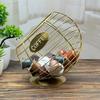 Oblique Fruit Basket Iron Art Hollow Out Coffee Capsule Snacks Storage Basket, Gold/COFFEE Letter
