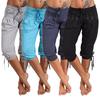 Women Casual Low Rise Drawstring Rhinestone Pleated Sports Capri Pants Shorts